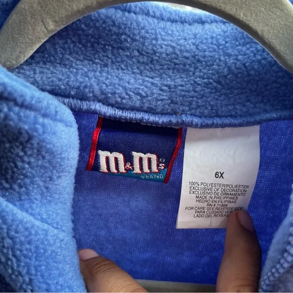 Vintage M&M's Kids Blue Fleece Pullover Size 6X - Picture 3 of 4